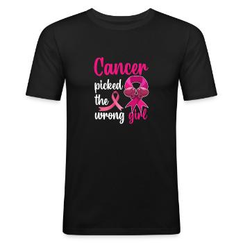 Cancer picked the wrong girl breast cancer - Men's Slim Fit T-Shirt - black - Front - Nik (191cm)