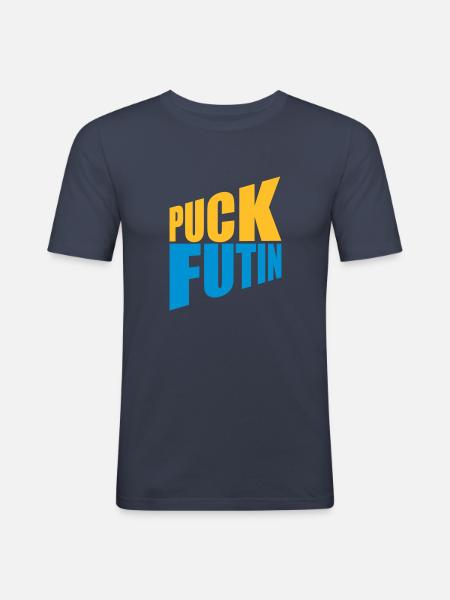 puck futin logo design - Men's Slim Fit T-Shirt - navy