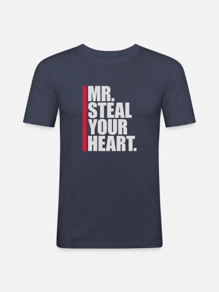 mr steal your heart - Men's Slim Fit T-Shirt - navy