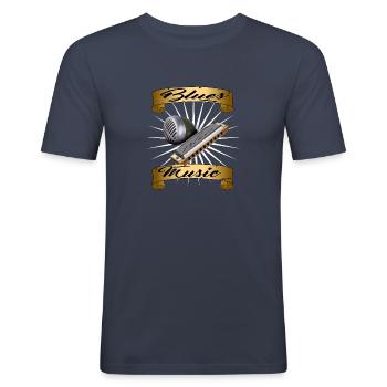 Blues music - Men's Slim Fit T-Shirt - navy - Front - Nik (191cm)