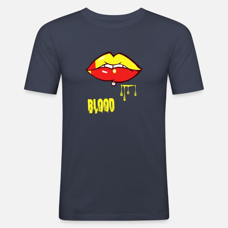 Piercing & Blut - Männer Slim Fit T-Shirt - Navy