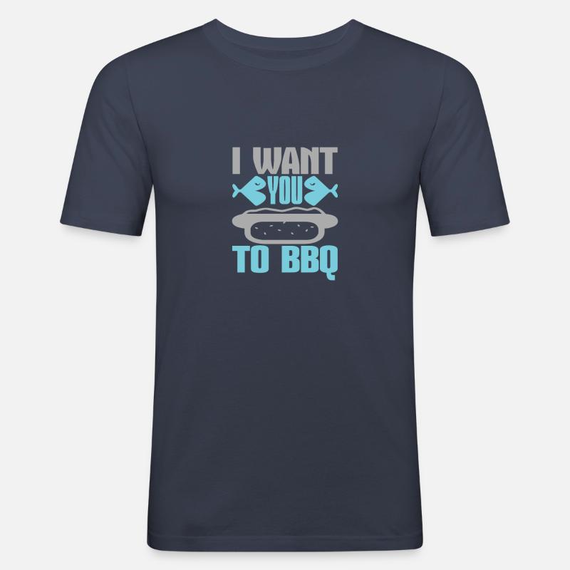ICH MÖCHTE, DASS DU GRILLST - Männer Slim Fit T-Shirt - Navy