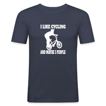 Fahrrad Radfahren Fahrradfahrer Radeln Radfahrer - Männer Slim Fit T-Shirt - Navy - Vorne - Nik (191cm)