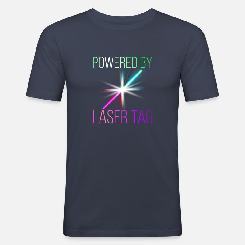 Powered by Laser Tag - Männer Slim Fit T-Shirt - Navy