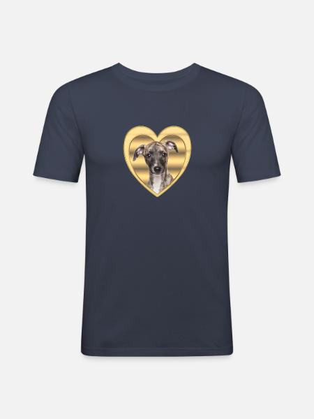 Whippet - Dog Lover - Dog Heart - Men's Slim Fit T-Shirt - navy