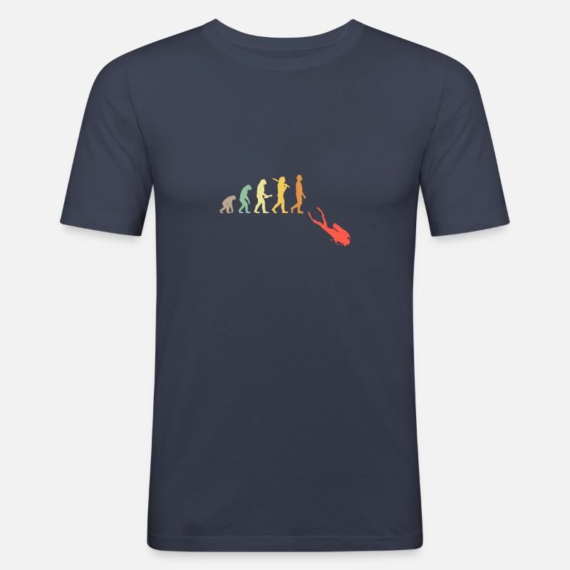 Retro Diving Evolution Gift - Men's Slim Fit T-Shirt - navy