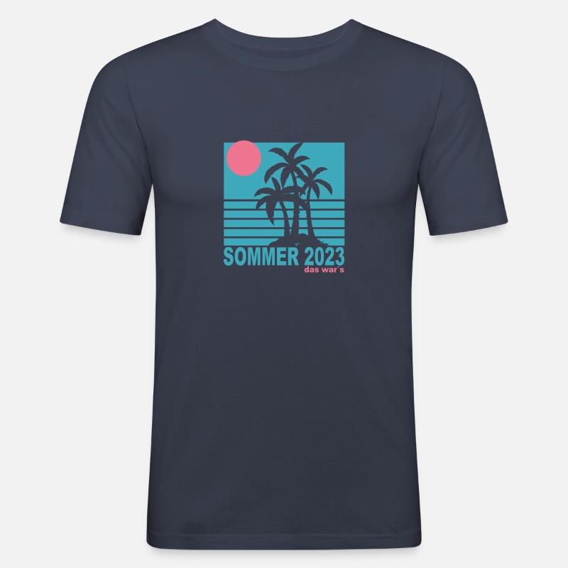 Sommer 2023 das war´s - Männer Slim Fit T-Shirt - Navy