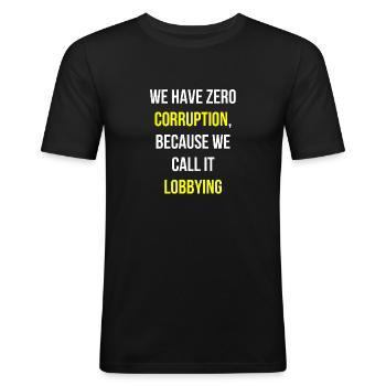 Politique Langue anglaise - T-shirt près du corps Homme - noir - Devant - Nik (191cm)