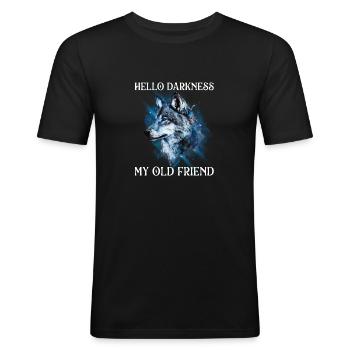 Hello Darkness My Old Friend - Faune amoureuse des loups - T-shirt près du corps Homme - noir - Devant - Nik (191cm)