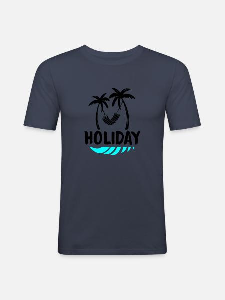 palms relax holiday - Männer Slim Fit T-Shirt - Navy