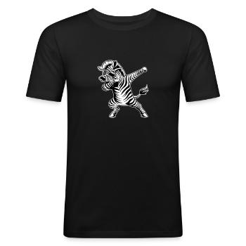 Dabbing Zebra Safari Animal Lover Wildlife Gift - Men's Slim Fit T-Shirt - black - Front - Nik (191cm)