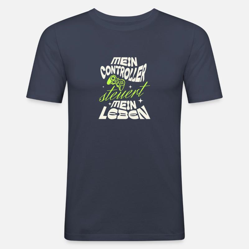 Mein Controller steuert mein Leben - Männer Slim Fit T-Shirt - Navy