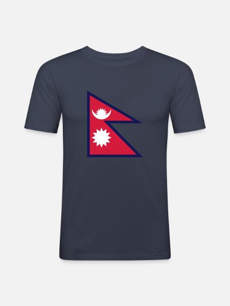 nepal flag - Men's Slim Fit T-Shirt - navy