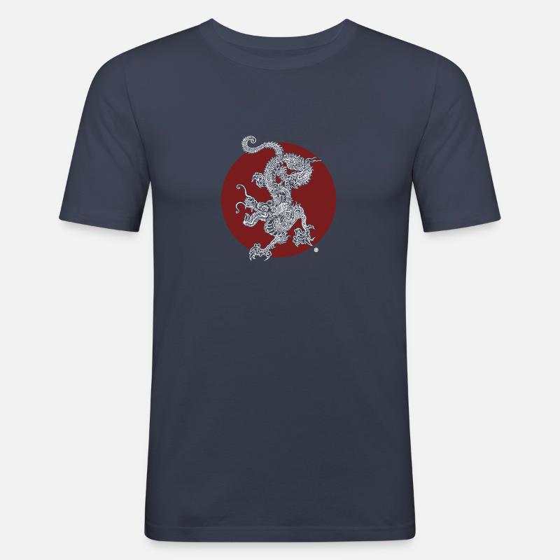 Weißer Drache - Männer Slim Fit T-Shirt - Navy