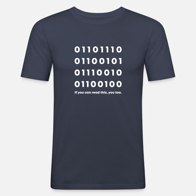 Nerd dans le code binaire - T-shirt près du corps Homme - bleu marine