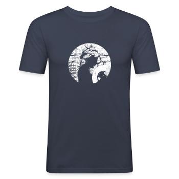 Japanese art - Men's Slim Fit T-Shirt - navy - Front - Nik (191cm)