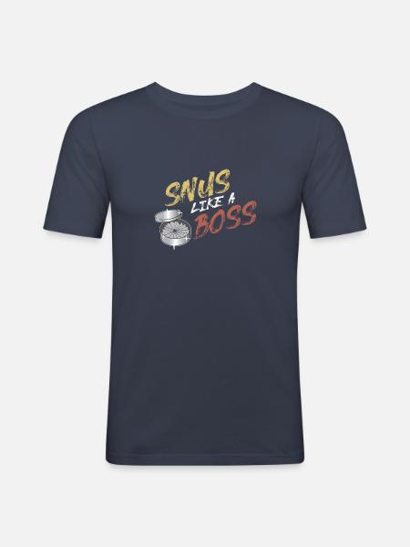 Snus som en boss tobaksgåva Sweden Snuser - Slim Fit T-shirt herr - marinblå