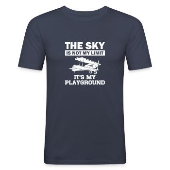 Funny Airplane Aviation Pilot Aircraft Aeroplane - Men's Slim Fit T-Shirt - navy - Front - Nik (191cm)