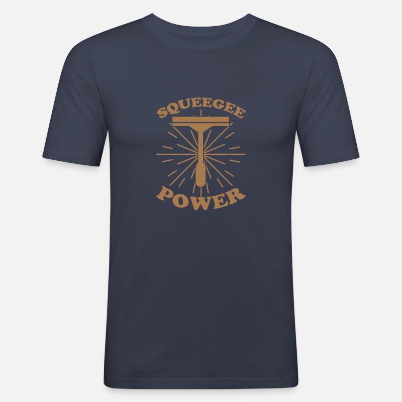 Squeegee Power - Männer Slim Fit T-Shirt - Navy