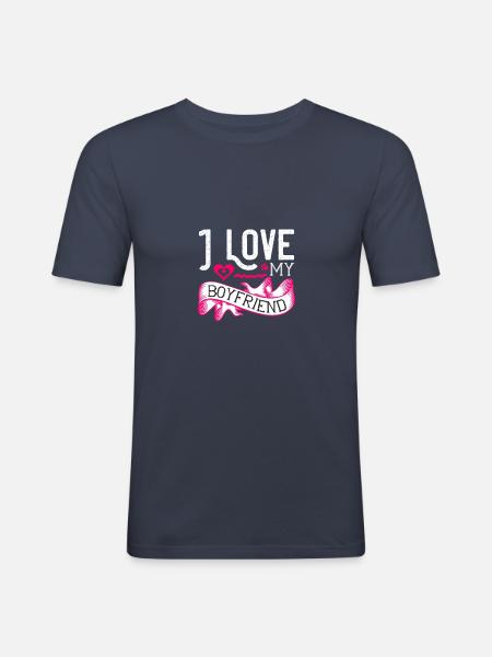 I love my Boyfriend - Men's Slim Fit T-Shirt - navy