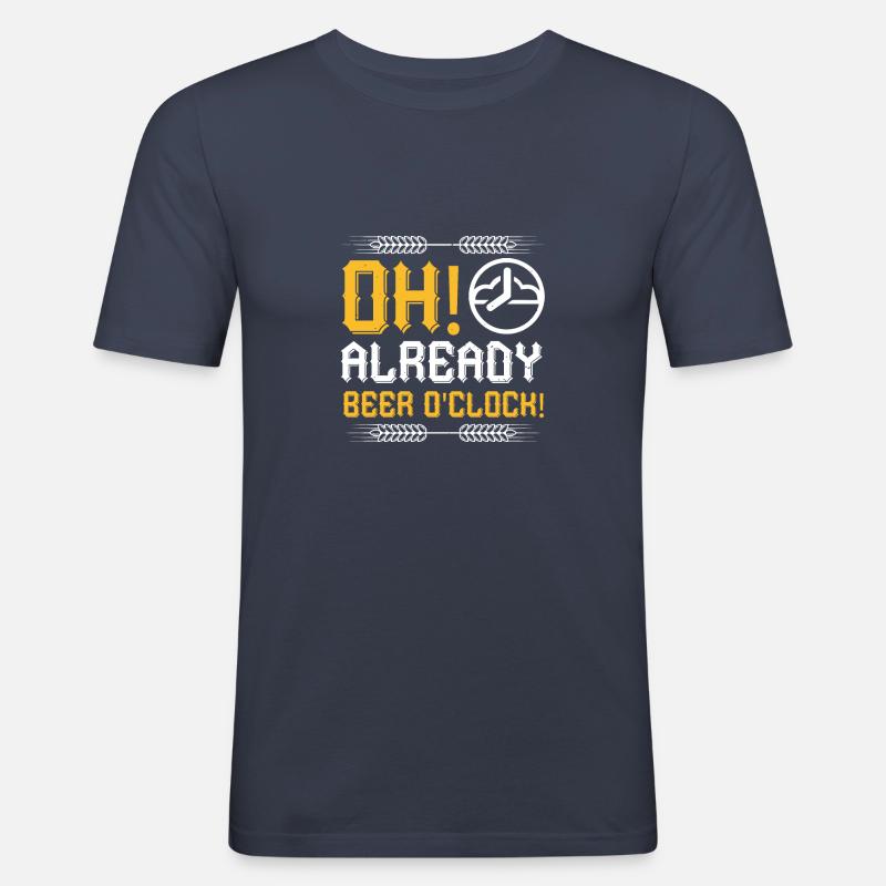 Oh, schon Bier o'clock! - Männer Slim Fit T-Shirt - Navy