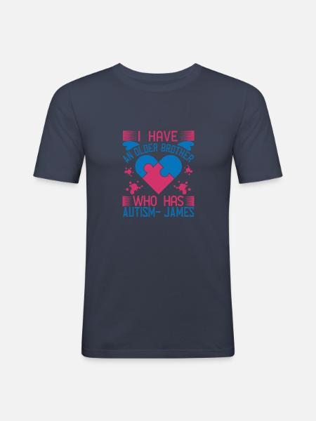I have an older brother who has autism james - Men's Slim Fit T-Shirt - navy