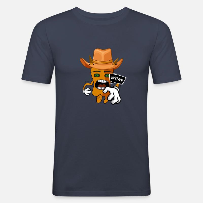 Verärgertes süßes Comic Monster - Männer Slim Fit T-Shirt - Navy