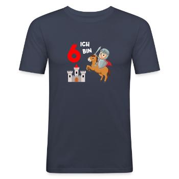 Kreuzritter Tempelritter Krieger 6. Geburtstag - Männer Slim Fit T-Shirt - Navy - Vorne - Nik (191cm)