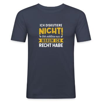 Alleswisser Großmaul Besserwisser Klugscheißer - Männer Slim Fit T-Shirt - Navy - Vorne - Nik (191cm)
