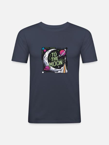 To The Moon Rocket Launch - Männer Slim Fit T-Shirt - Navy