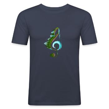 Notenschlüssel Design Musik Geschenk Gitarre Flöte - Männer Slim Fit T-Shirt - Navy - Vorne - Nik (191cm)