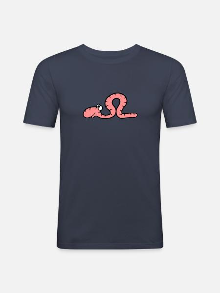 divertidos cómics gusano - Camiseta ajustada hombre - azul marino