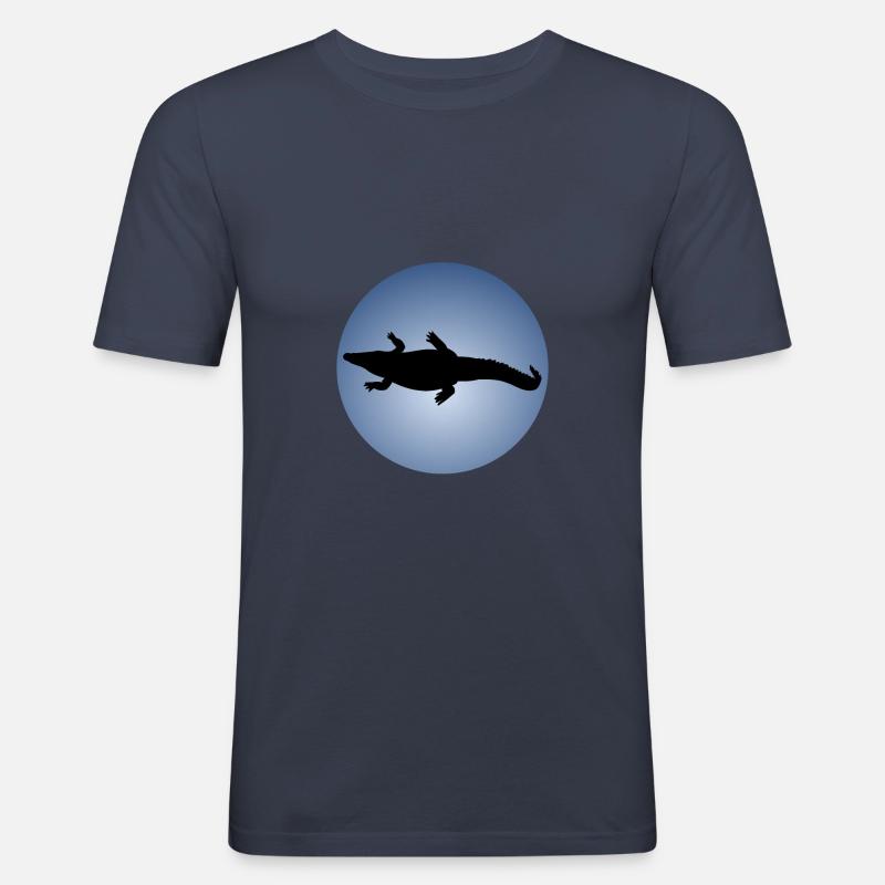 Echse Schädel Panzer - Männer Slim Fit T-Shirt - Navy