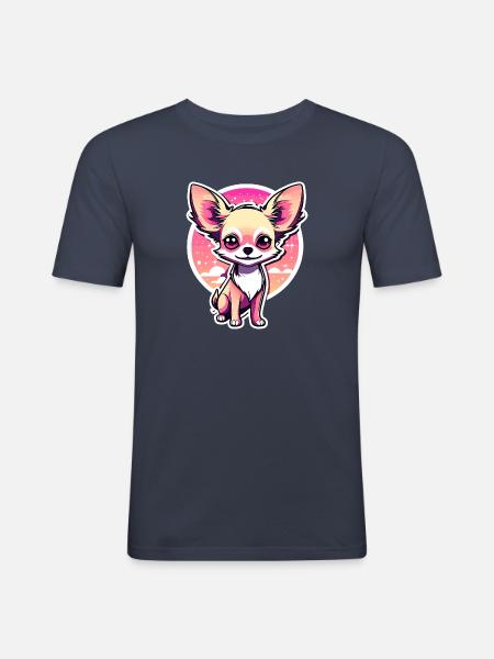 Chihuahua Dog Drawing - Men's Slim Fit T-Shirt - navy