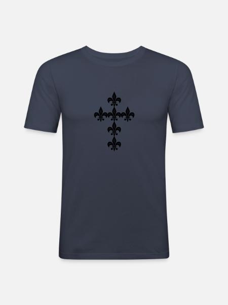 lily cross - Men's Slim Fit T-Shirt - navy
