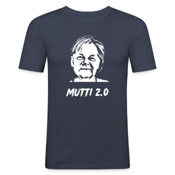 Anti Scholz lustig Shirt Merkel und Scholz Parodie - Männer Slim Fit T-Shirt - Navy - Vorne - Nik (191cm)
