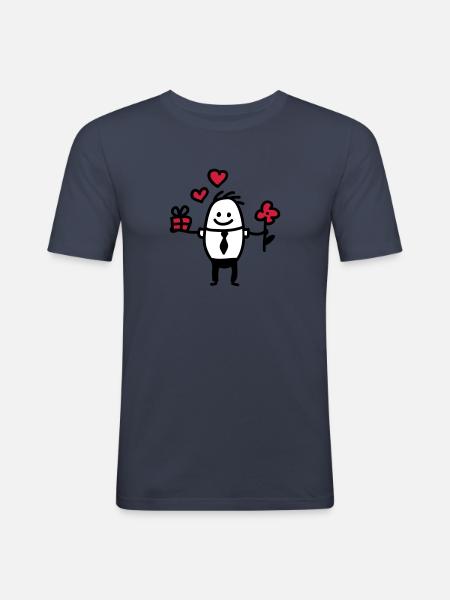 valentine - T-shirt près du corps Homme - bleu marine