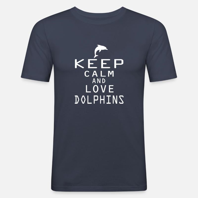 Dolphin Delfin - Männer Slim Fit T-Shirt - Navy