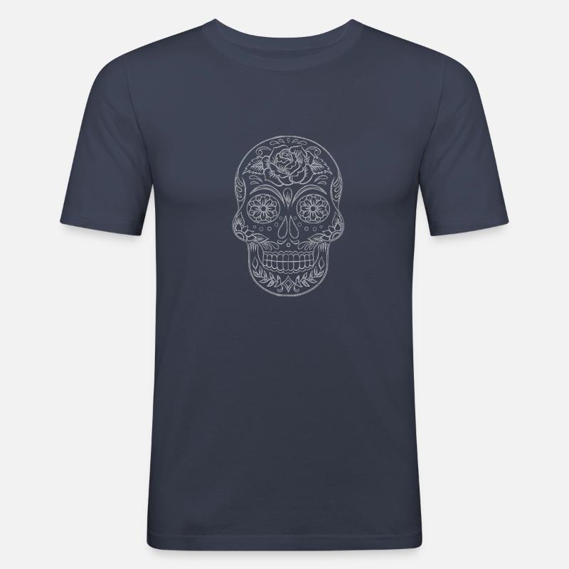 Zeichnung oder Bleistift blühende Crane - Männer Slim Fit T-Shirt - Navy