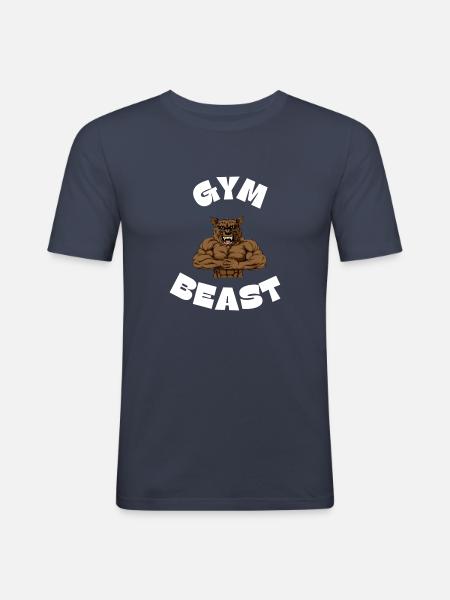 Gym Beast - Männer Slim Fit T-Shirt - Navy