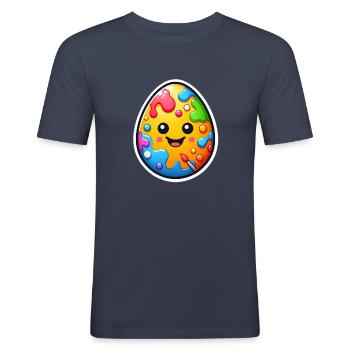 Œuf de Pâques - T-shirt près du corps Homme - bleu marine - Devant - Nik (191cm)
