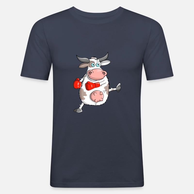 Witziger Comic Stier - Männer Slim Fit T-Shirt - Navy