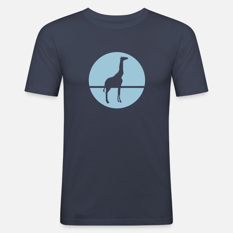 Giraffe - Männer Slim Fit T-Shirt - Navy