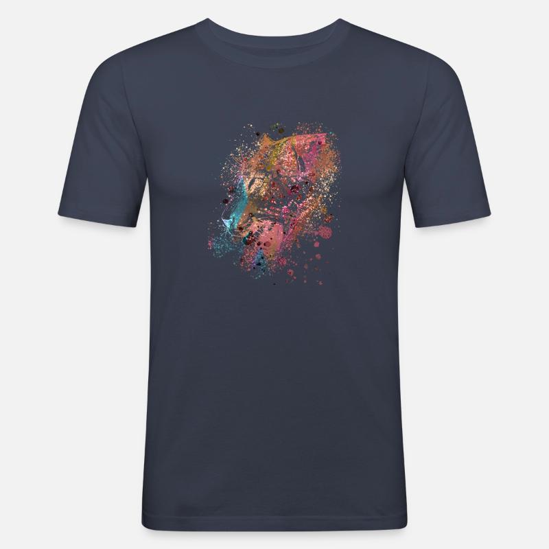 panther,gepard,leopard,rot,bunt,graffiti,rot - Männer Slim Fit T-Shirt - Navy