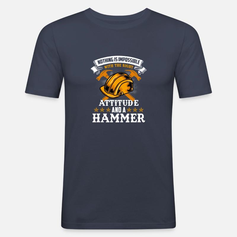 construction worker hammer - Männer Slim Fit T-Shirt - Navy