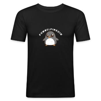 Penguin Chubby Chubby Penguin with Overweight - Men's Slim Fit T-Shirt - black - Front - Nik (191cm)