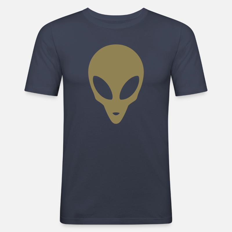 Silhouette eines Alienkopfes - Männer Slim Fit T-Shirt - Navy