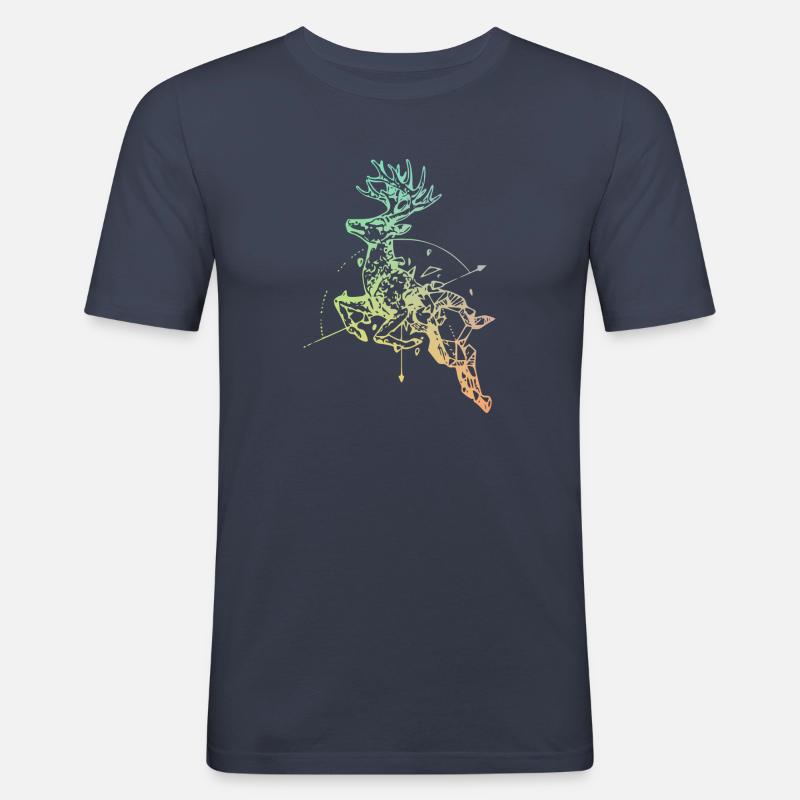 Hirsch mit Kompass - Männer Slim Fit T-Shirt - Navy