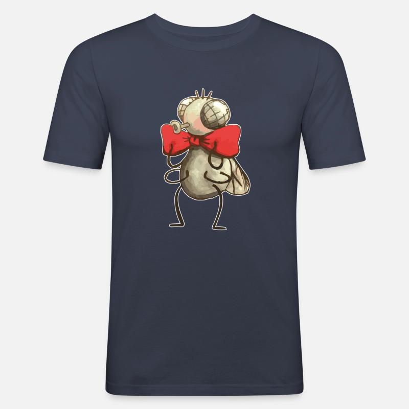Fliege mit Fliege - Männer Slim Fit T-Shirt - Navy