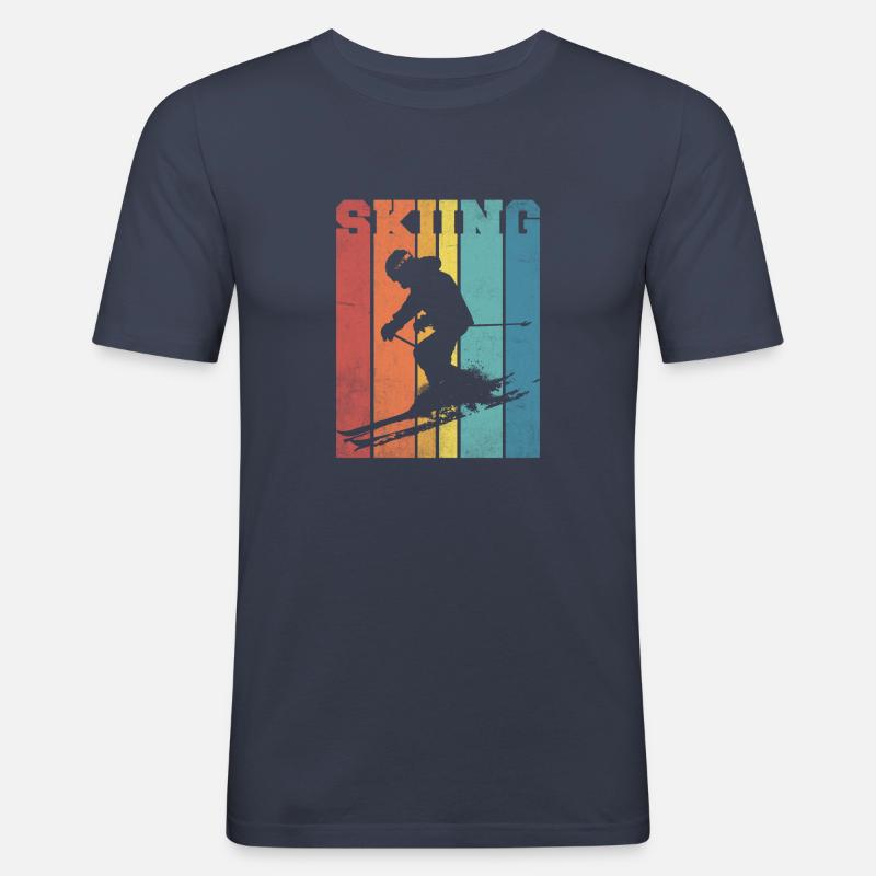 Skipalette Retro Farben - Männer Slim Fit T-Shirt - Navy